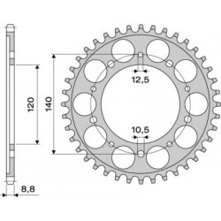 CORONA DE ACERO PARA CADENA 530 SUZUKI GSX-R 1000 2001-2008, SV 1000/S, BANDIT 1250/S 2007-2010, B-KING