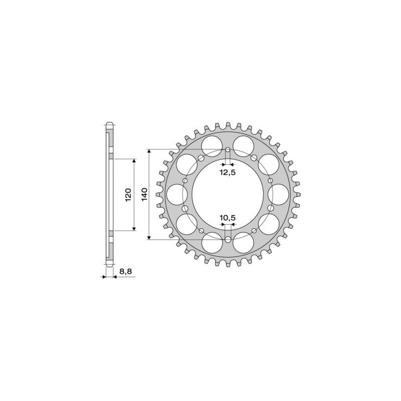 CORONA DE ACERO PARA CADENA 530 SUZUKI GSX-R 1000 2001-2008, SV 1000/S, BANDIT 1250/S 2007-2010, B-KING