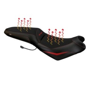 SELLA TPZ RISCALDATA CON LOGO PER   KAWASAKI VERSYS 650 2007/2009, NERO-ROSSO