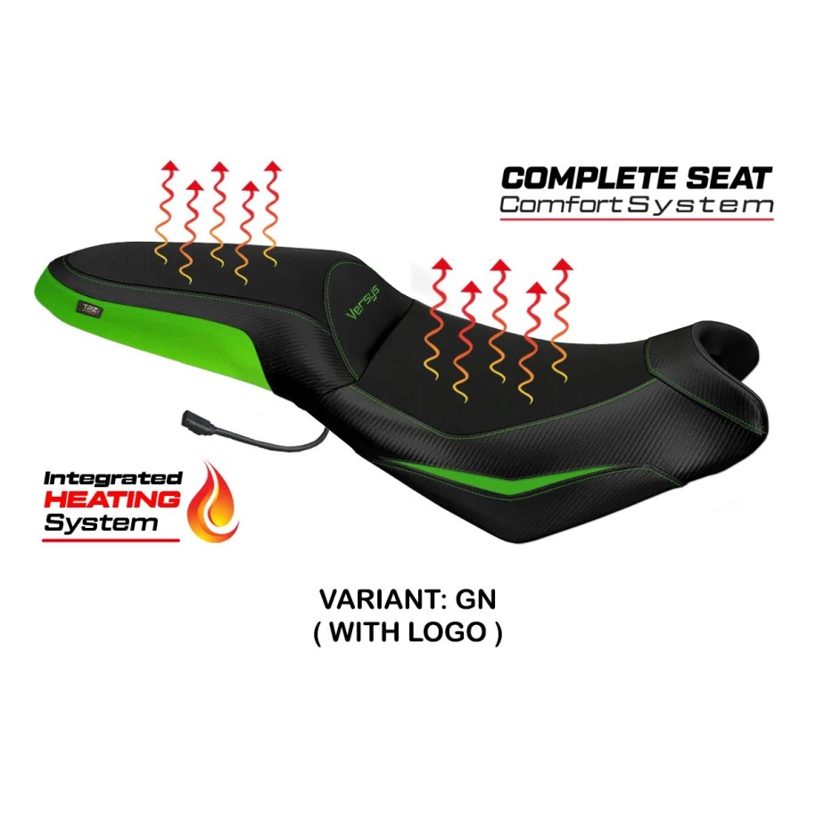 TPZ HEATED SEAT WITH LOGO FOR KAWASAKI VERSYS 650 2021 , GREEN