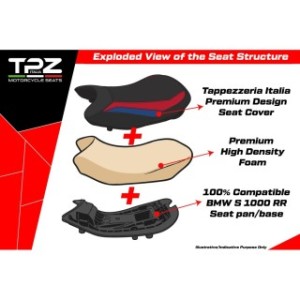 TPZ ULTRAGRIP WITH LOGO SEAT FOR  BMW S 1000 R 2025 , BLACK-RED