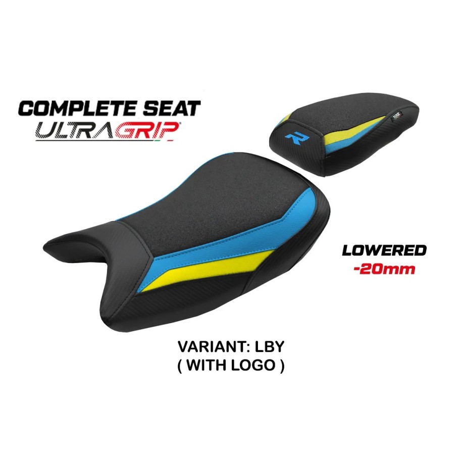 SELLA TPZ RIBASSATA CON LOGO PER   BMW S 1000 R 2025 , GIALLO-AZZURRO