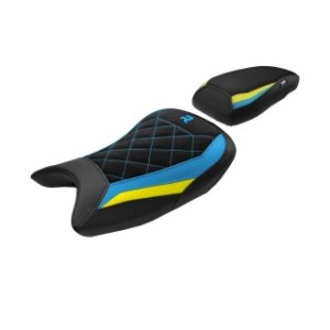 TPZ STANDARD SEAT WITH LOGO FOR BMW S 1000 R 2021/2024 , YELLOW-SKY BLUE