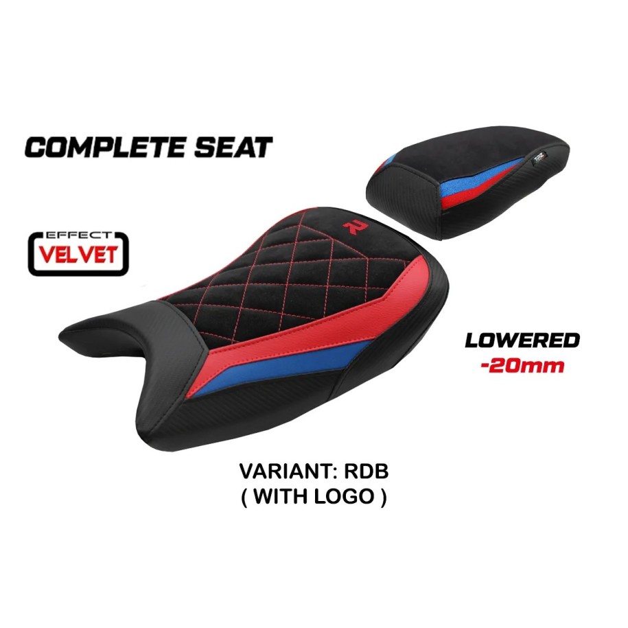 ASIENTO TPZ BAJADOS CON LOGO PARA BMW S 1000 R 2021/2024 , ROSSO-BLU