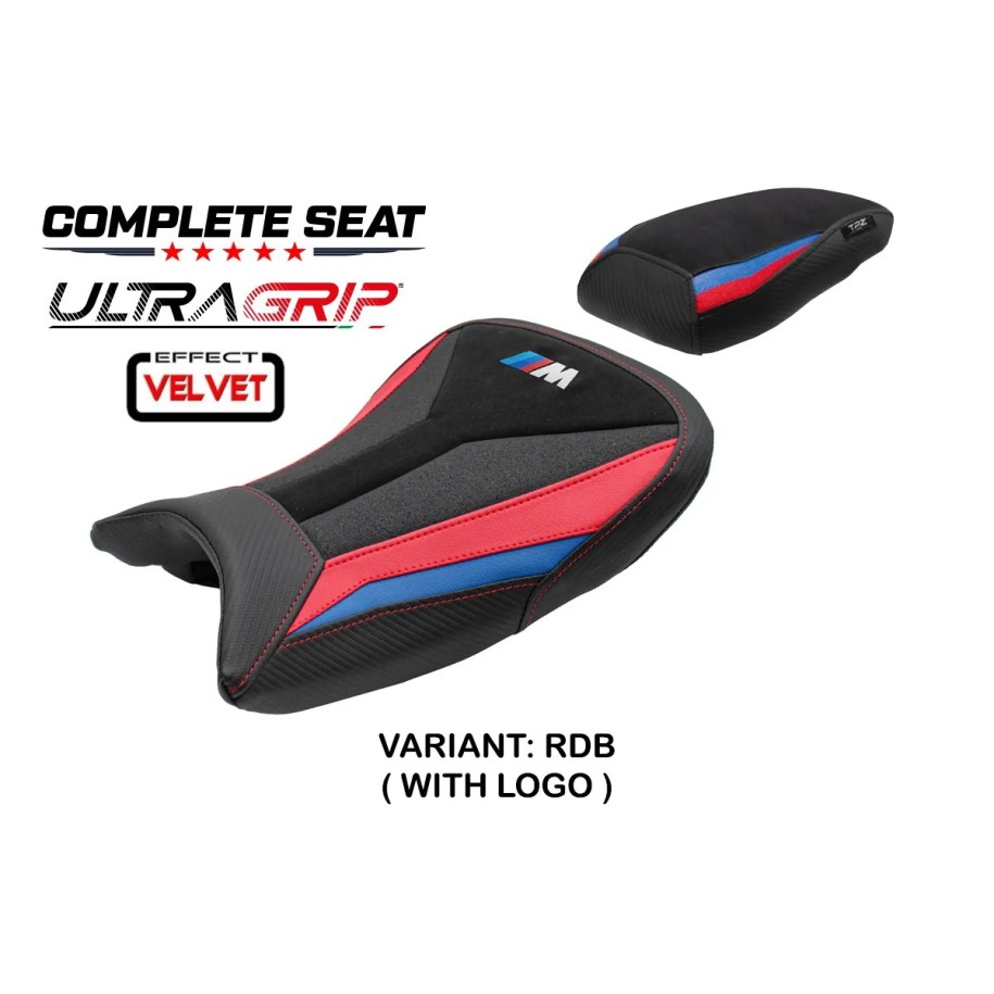 TPZ STANDARDSITZ MIT LOGO FÜR BMW S 1000 RR 2025 , BLACK-RED-BLUE