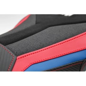TPZ STANDARD SEAT WITH LOGO FOR BMW S 1000 RR 2025 , BLACK-RED-BLUE