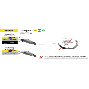 TERMINALE ARROW INDY RACE EVO APRILIA TUAREG 660 2022-2024, TITANIO/CARBONIO, OMOLOGATO