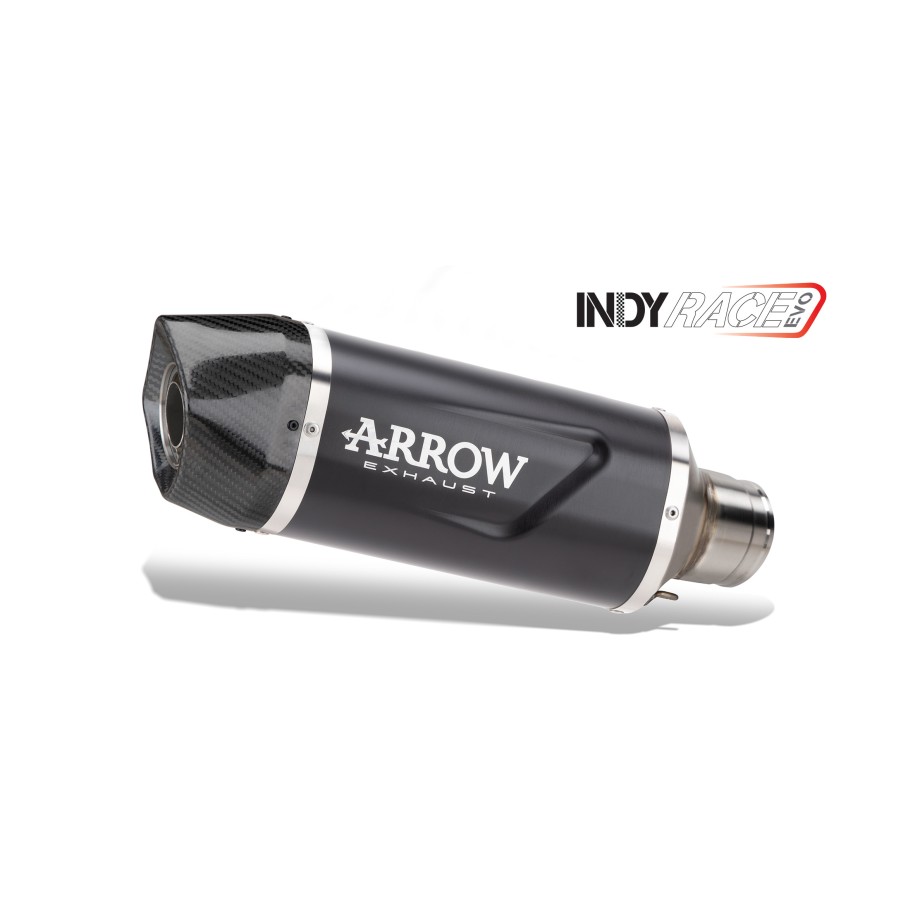 TERMINALE ARROW INDY RACE EVO MOTO GUZZI V 100 MANDELLO 2023-2024, ALLUMINIO DARK/CARBONIO, OMOLOGATO