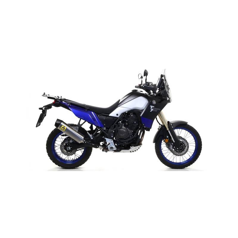 TERMINALE ARROW INDY RACE YAMAHA TENERE 700 2025 (EURO 5+), ALLUMINIO DARK/CARBONIO, OMOLOGATO