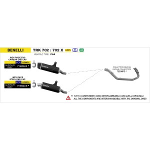ARROW INDY RACE EVO EXHAUST BENELLI TRK 702 X 2023-2024, DARK ALUMINUM/STEEL, APPROVED