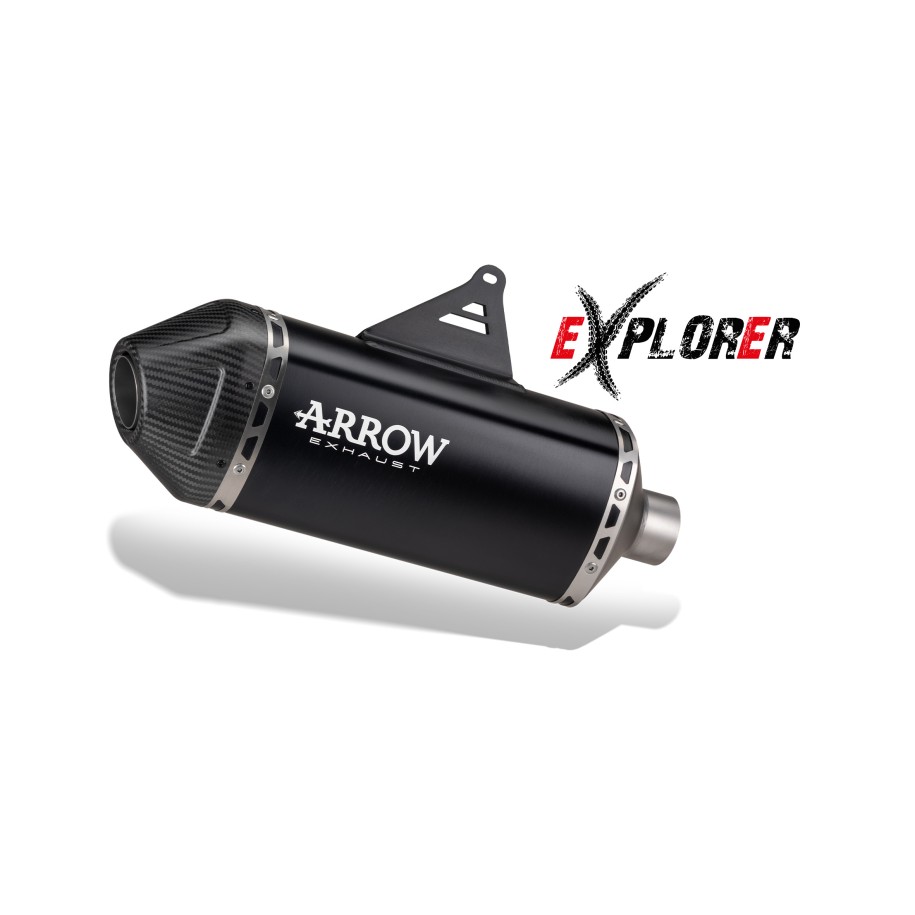TERMINALE ARROW EXPLORER HONDA TRANSALP 750 2025-2026 (EURO 5+), ALLUMINIO DARK/CARBONIO, OMOLOGATO