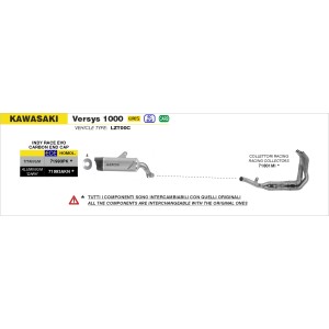 ARROW INDY RACE EVO EXHAUST KAWASAKI VERSYS 1000 SE 2021-2024, DARK ALUMINUM/CARBON, APPROVED