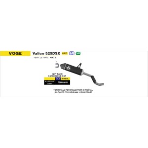ARROW INDY RACE EXHAUST VOGE VALICO 525 DSX 2023-2024, DARK ALUMINUM/CARBON, APPROVED