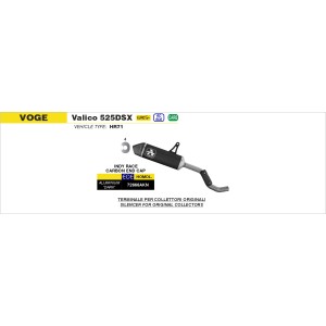 ARROW INDY RACE EXHAUST VOGE VALICO 525 DSX 2025-2026 (EURO 5+), DARK ALUMINUM/CARBON, APPROVED