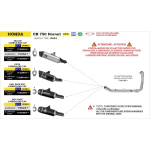ARROW PISTA EXHAUST SILENCER HONDA HORNET 750 2025-2026 (EURO 5+), DARK ALUMINIUM/CARBON, APPROVED