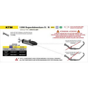 ARROW SONORA EXHAUST KTM 1390 SUPER ADVENTURE R 2025-2026 (EURO 5+), TITANIUM/CARBON, APPROVED