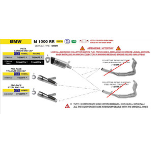 TERMINALE ARROW PRO-RACE BMW M 1000 RR 2025-2026 (EURO 5+), ACCIAIO, OMOLOGATO
