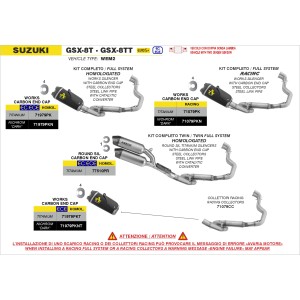 IMPIANTO DI SCARICO COMPLETO ARROW DOPPIO ROUND-SIL SUZUKI GSX-8TT 2025-2026 (EURO 5+), TITANIO, CATALIZZATO
