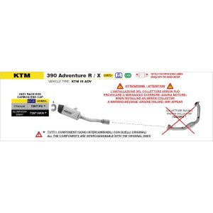 TERMINALE ARROW INDY RACE EVO KTM 390 ADVENTURE X 2025-2026, TITANIO/CARBONIO, OMOLOGATO