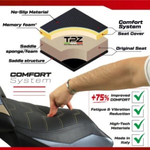 RIVESTIMENTO SELLA TPZ  COMFORT SYSTEM PER SELLA DOPPIA CON LOGO  YAMAHA TENERE 700 2025 , NERO