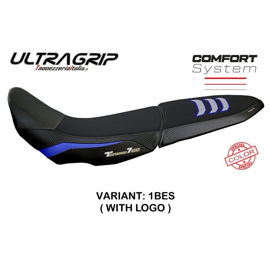 RIVESTIMENTO SELLA TPZ  COMFORT SYSTEM PER SELLA DOPPIA CON LOGO  YAMAHA TENERE 700 2019/2020, BLU-ARGENTO