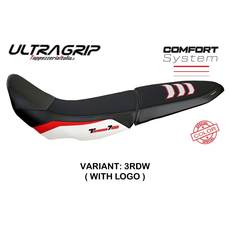 RIVESTIMENTO SELLA TPZ  COMFORT SYSTEM PER SELLA DOPPIA CON LOGO  YAMAHA TENERE 700 2019/2020, ROSSO-BIANCO