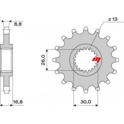 PIÑON DE ACERO PARA CADENA 530 HONDA HORNET 900, CBR 900 RR 1994-1995, CBR 929/954 RR 2000-2003