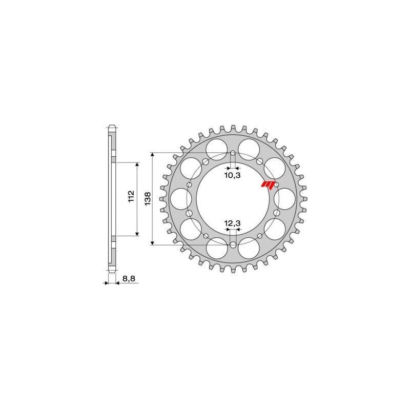 CORONA DE ACERO PARA CADENA 530 HONDA CBR 600 F 1995-1998, HORNET 900, CBR 900 RR 1994-1995