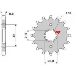 PIÑON DE ACERO PARA CADENA 530 SUZUKI BANDIT 600/S 1995-2004, BANDIT 650/S 2005-2006