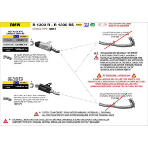 TERMINALE ARROW INDY RACE EVO BMW R 1300 R 2025-2026 (EURO 5+), TITANIO/CARBONIO, OMOLOGATO