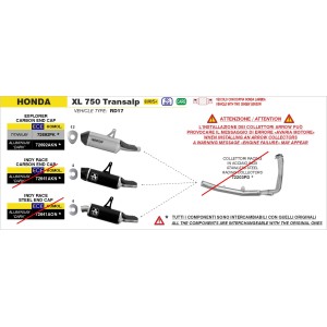 TERMINALE ARROW EXPLORER HONDA TRANSALP 750 2023-2024 (EURO 5+), TITANIO/CARBONIO, OMOLOGATO