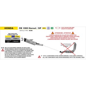 TERMINALE ARROW INDY RACE EVO HONDA HORNET 1000 2025 (EURO 5+), TITANIO/CARBONIO, OMOLOGATO