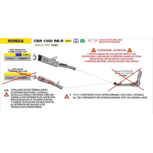 TERMINALE ARROW INDY RACE EVO HONDA CBR 1000 RR-R 2024-2026 (EURO 5+), TITANIO/CARBONIO, OMOLOGATO