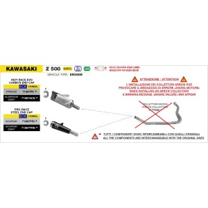 TERMINALE ARROW INDY RACE EVO KAWASAKI Z 500 2024-2026 (EURO 5+), ALLUMINIO DARK/CARBONIO, OMOLOGATO