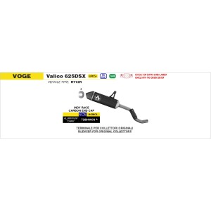 TERMINALE ARROW INDY RACE VOGE VALICO 625 DSX 2025-2026 (EURO 5+), ALLUMINIO DARK/CARBONIO, OMOLOGATO