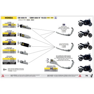 IMPIANTO DI SCARICO COMPLETO ARROW PRO-RACE HONDA CBR 650 R 2021-2023, TITANIO, DEKAT