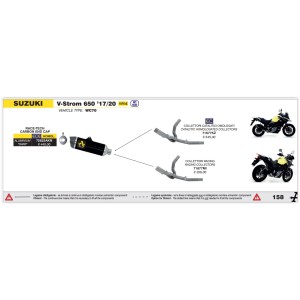 IMPIANTO DI SCARICO COMPLETO ARROW RACE-TECH SUZUKI V-STROM 650 2017-2020, ALLUMINIO DARK/CARBONIO, DEKAT