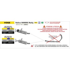 ARROW INDY RACE EVO EXHAUST VOGE VALICO 800 DSX RALLY 2025-2026 (EURO 5+), TITANIUM/STEEL, APPROVED