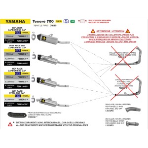 TERMINALE ARROW EXPLORER YAMAHA TENERE 700 2025 (EURO 5+), TITANIO/CARBONIO, OMOLOGATO