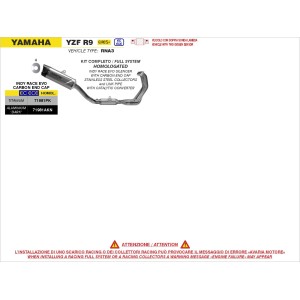 ARROW INDY RACE FULL EXHAUST SYSTEM EVO YAMAHA R9 2025-2026 (EURO 5+), TITANIUM/CARBON, CATALYTIC