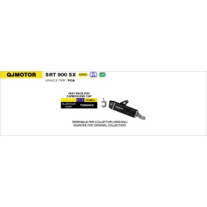 TERMINALE ARROW INDY RACE EVO QJ MOTOR SRT 900 SX 2025-2026 (EURO 5+), ALLUMINIO DARK/CARBONIO, OMOLOGATO