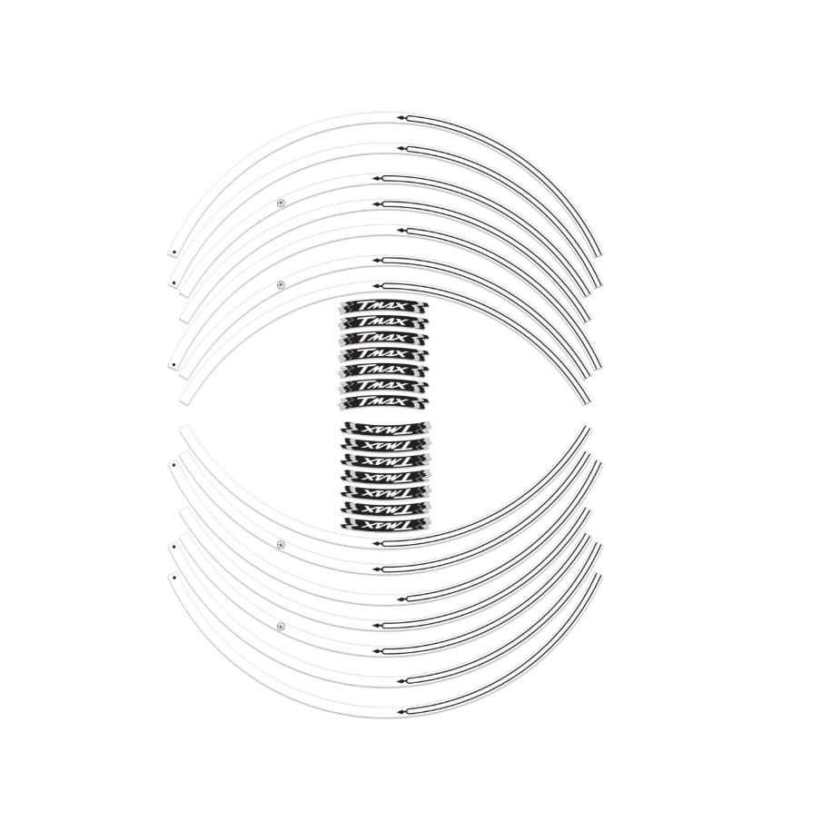 KIT STICKER EDGES FOR WHEEL RIMS YAMAHA T-MAX 500 2008-2011 WHITE/BLACK