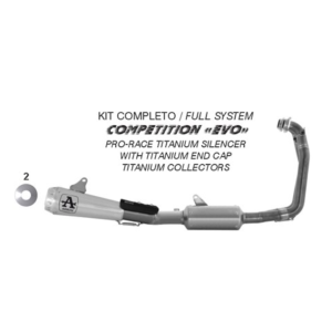 IMPIANTO DI SCARICO COMPLETO ARROW COMPETITION EVO PRO-RACE APRILIA RS 660 2025 (EURO 5+), FULL TITANIO, RACING