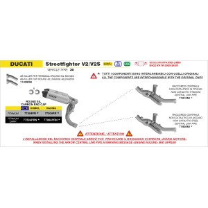 DECATALIZZATORE ARROW IN ACCIAIO DUCATI STREETFIGHTER V2 S 2025 (EURO 5+)