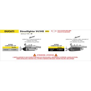 TERMINALE DI SCARICO ARROW WORKS DUCATI STREETFIGHTER V4 S 2025-2026 (EURO 5+), TITANIO DARK/CARBONIO, RACING