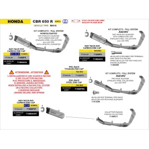 IMPIANTO DI SCARICO COMPLETO ARROW INDY RACE EVO HONDA CBR 650 R 2024-2026 (EURO 5+), TITANIO/CARBONIO, RACING