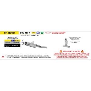 ARROW NON-CATALYTIC STEEL LINK PIPE CF MOTO 800 MT-X ALTA 2025 (EURO 5+)