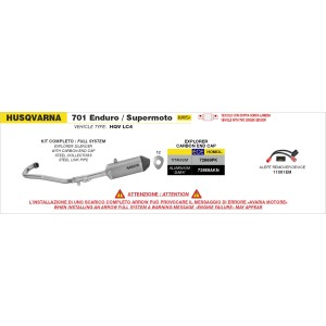 IMPIANTO DI SCARICO COMPLETO ARROW EXPLORER HUSQVARNA 701 ENDURO 2026 (EURO 5+), ALLUMINIO DARK/CARBONIO, DEKAT