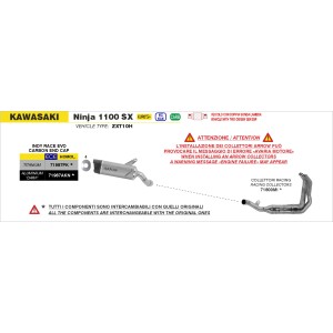 COLLETTORI RACING ARROW KAWASAKI NINJA 1100 SX 2025-2026 (EURO 5+)