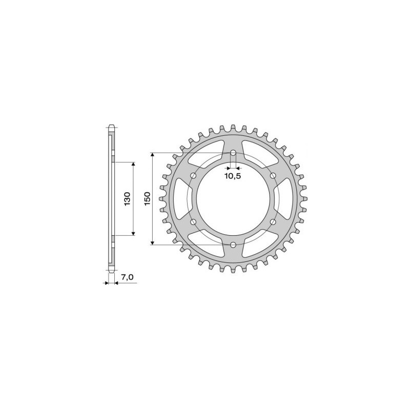 STAHL-KETTENRAD FÜR KETTE 525 YAMAHA TDM 900 2002-2013, FZ8/FAZER 8 2010-2015